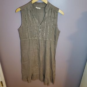 Sleeveless Linen Tunic Dress in Taupe